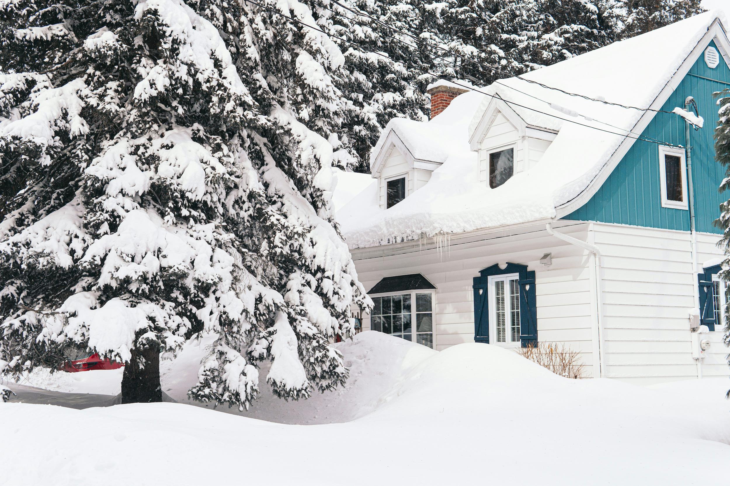 A house covered in snow